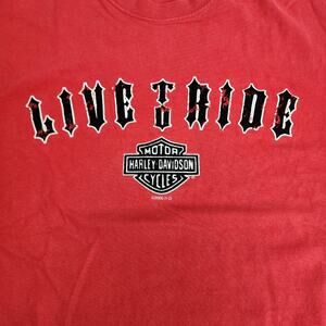 Harley-Davidson 2005 Live To Ride Red Dual Sided Short Sleeve Tee Men's Size L